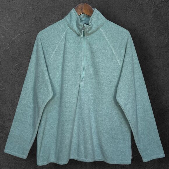 Eddie Bauer Pullover Sweater Women Size XL Green 1/4 Zip Front Raglan‎ Sleeves - Picture 1 of 12